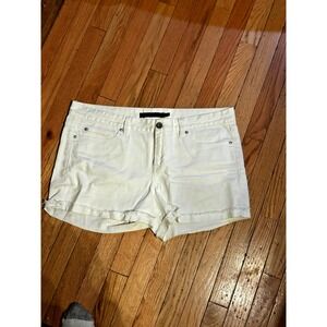 Calvin Klein White Denim Cutoff Cuffed Jean Shorts Size 32/14‎